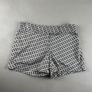 Ann Taylor LOFT Women's White Blue Tan Geometric Design Shorts Size 4